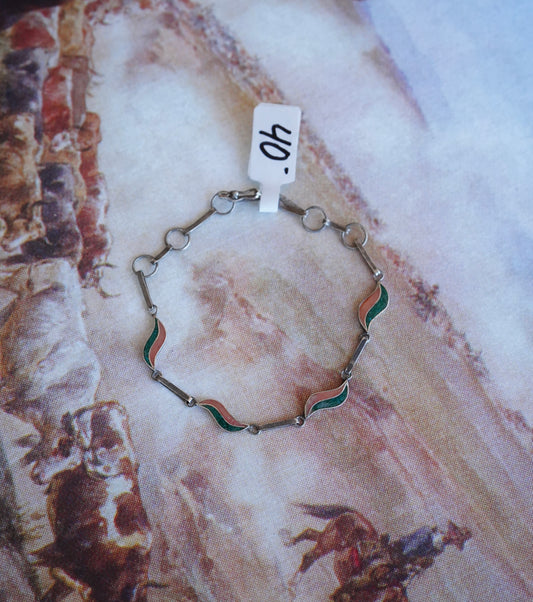 Vintage Crushed Turquoise & Red Coral Bracelet