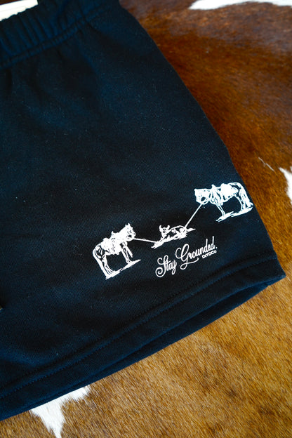 Stay Grounded Black Fleece Shorts w/ Pockets