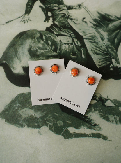 Esther White Round Stone Stud Earrings