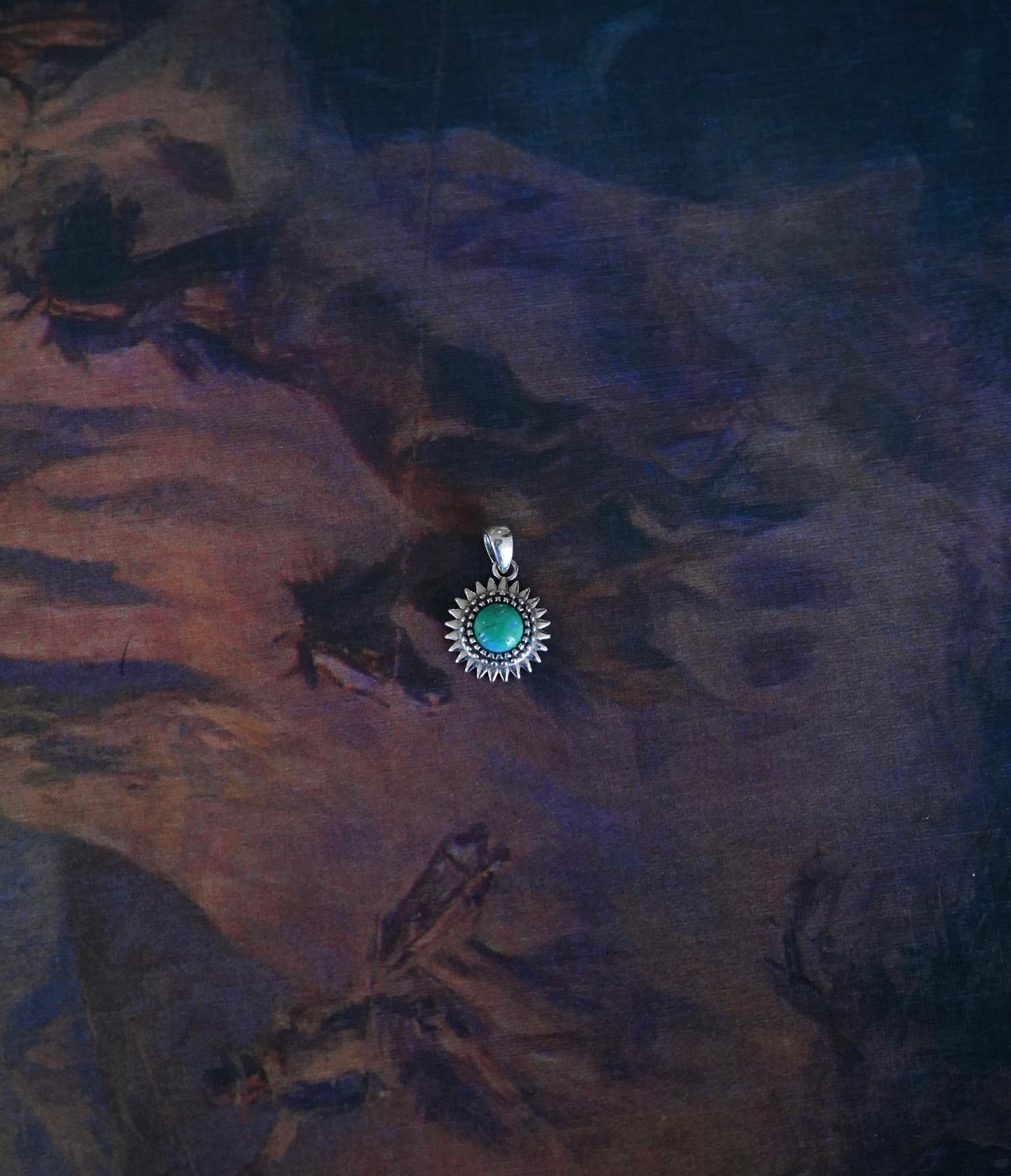 Dainty Turquoise Sunflower Pendant