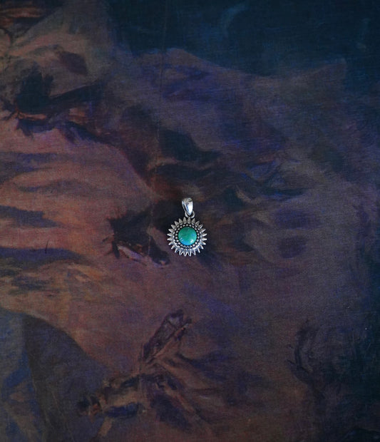 Dainty Turquoise Sunflower Pendant