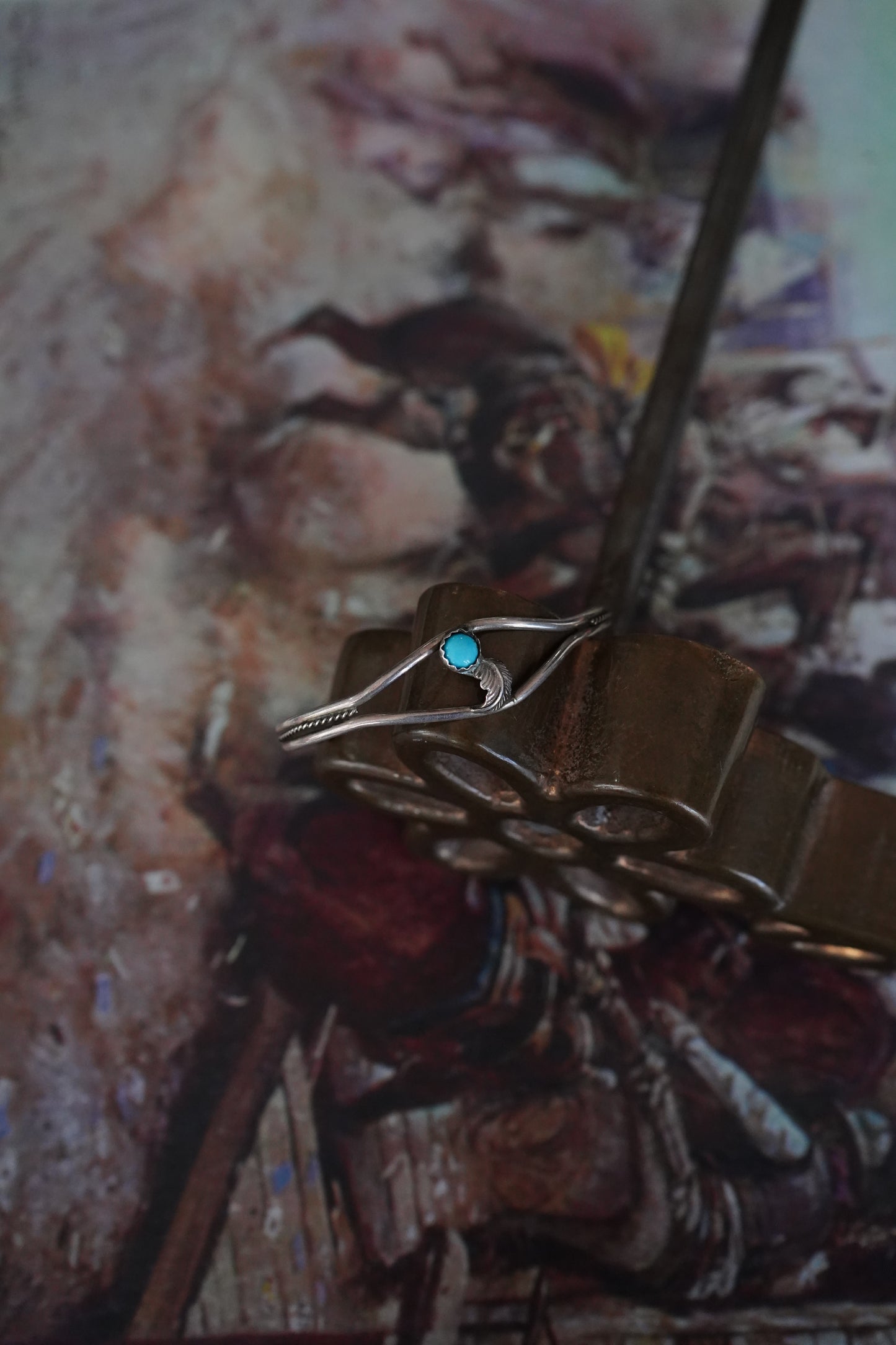 Vintage Dainty Single Stone w/ Feather Cuff