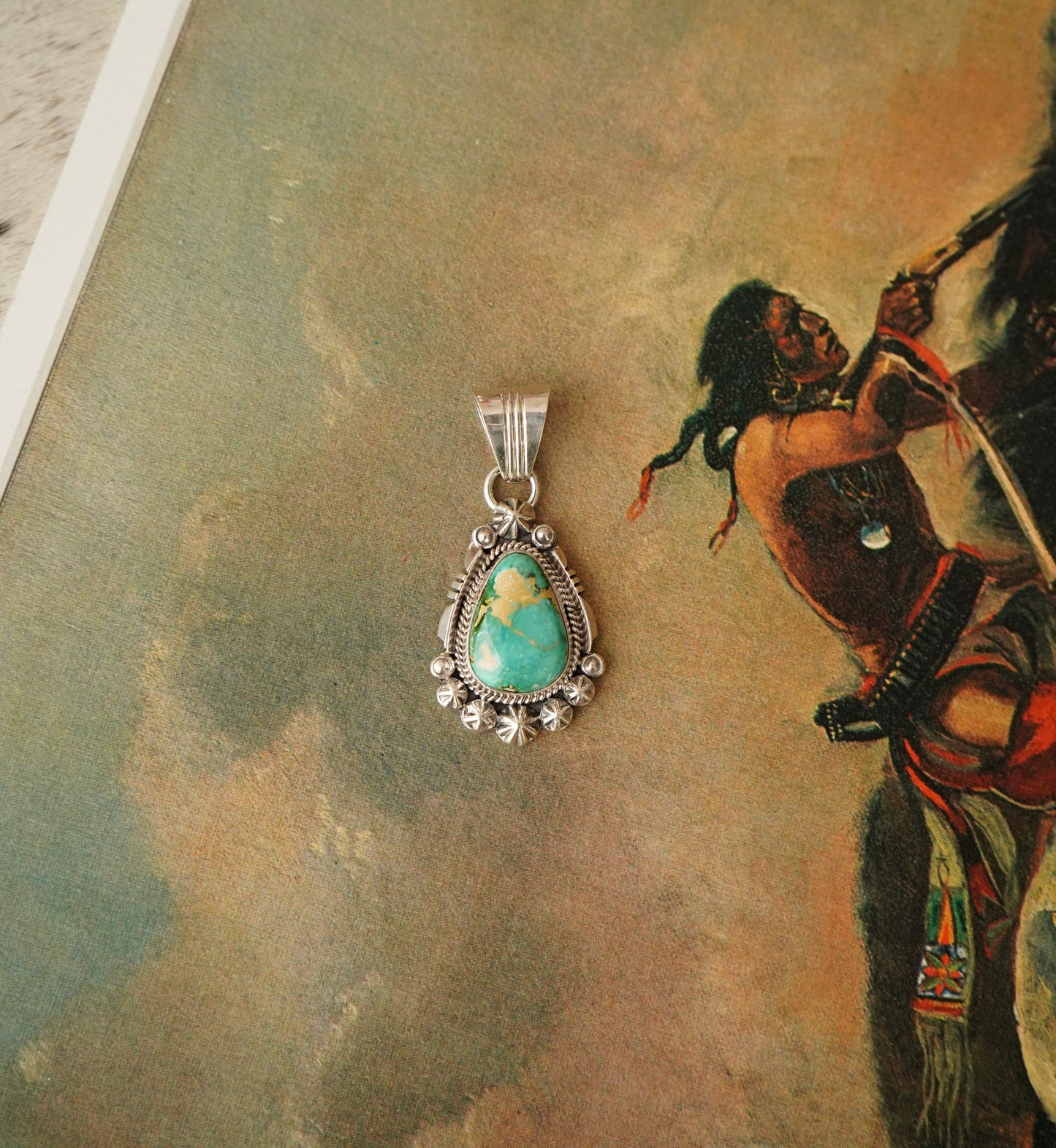 Marita Benally Turquoise w/ Conchos Pendants