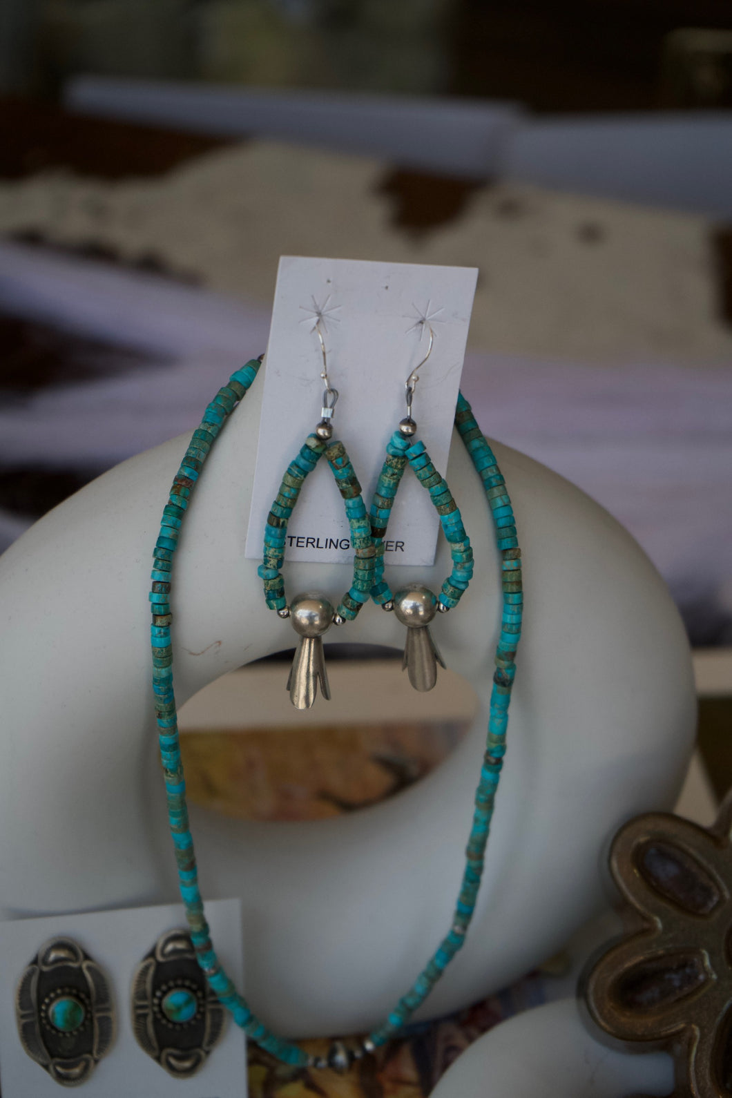 Corraine Smith Handstrung Turquoise Earrings