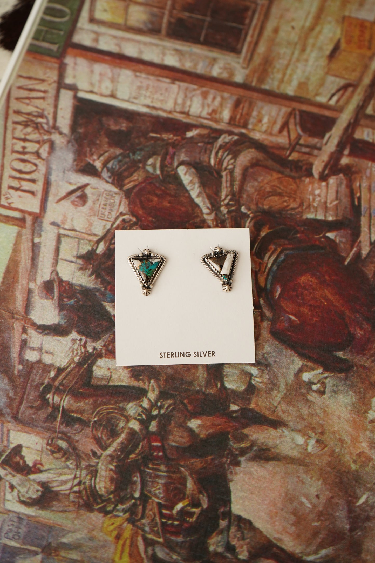 Turquoise Triangle Stud Earrings