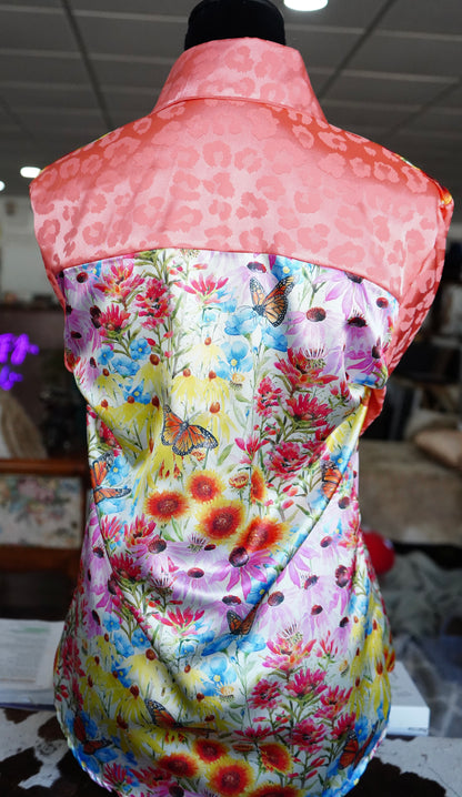 Daisy Original Wildflower Monarchs w/ Mauve Cheetah Button Down - Size 14