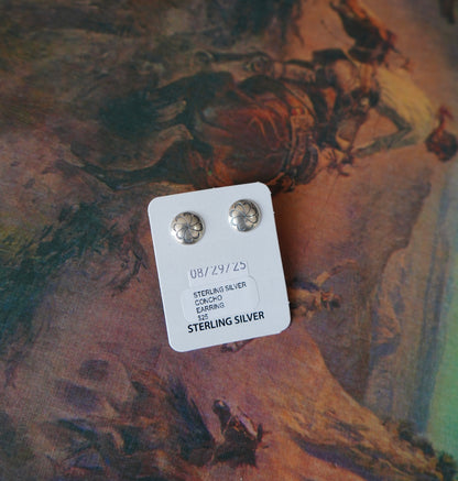 Sterling Silver Concho Stud Earrings