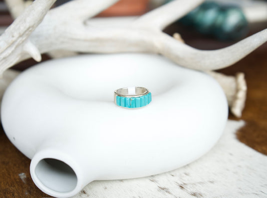 Turquoise Rectangle Bar Rings