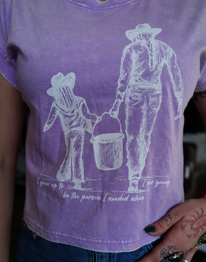 Grew Up - Washed Cotton Cuffed Short Sleeve Top