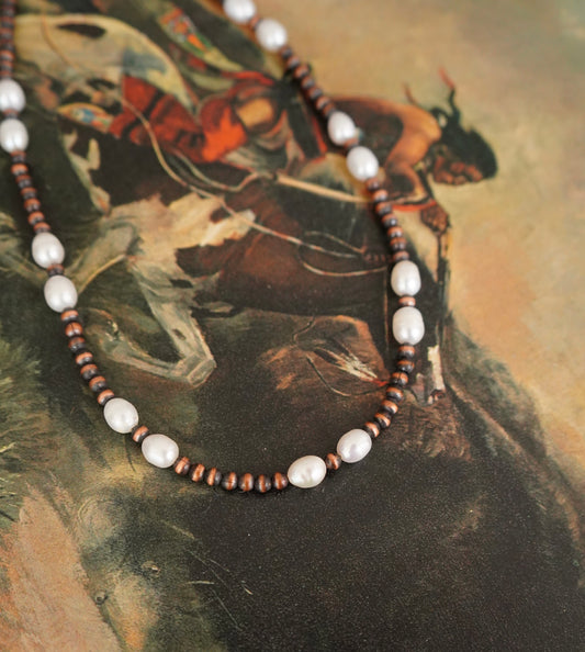Copper & Freshwater Pearls Necklace - 16”