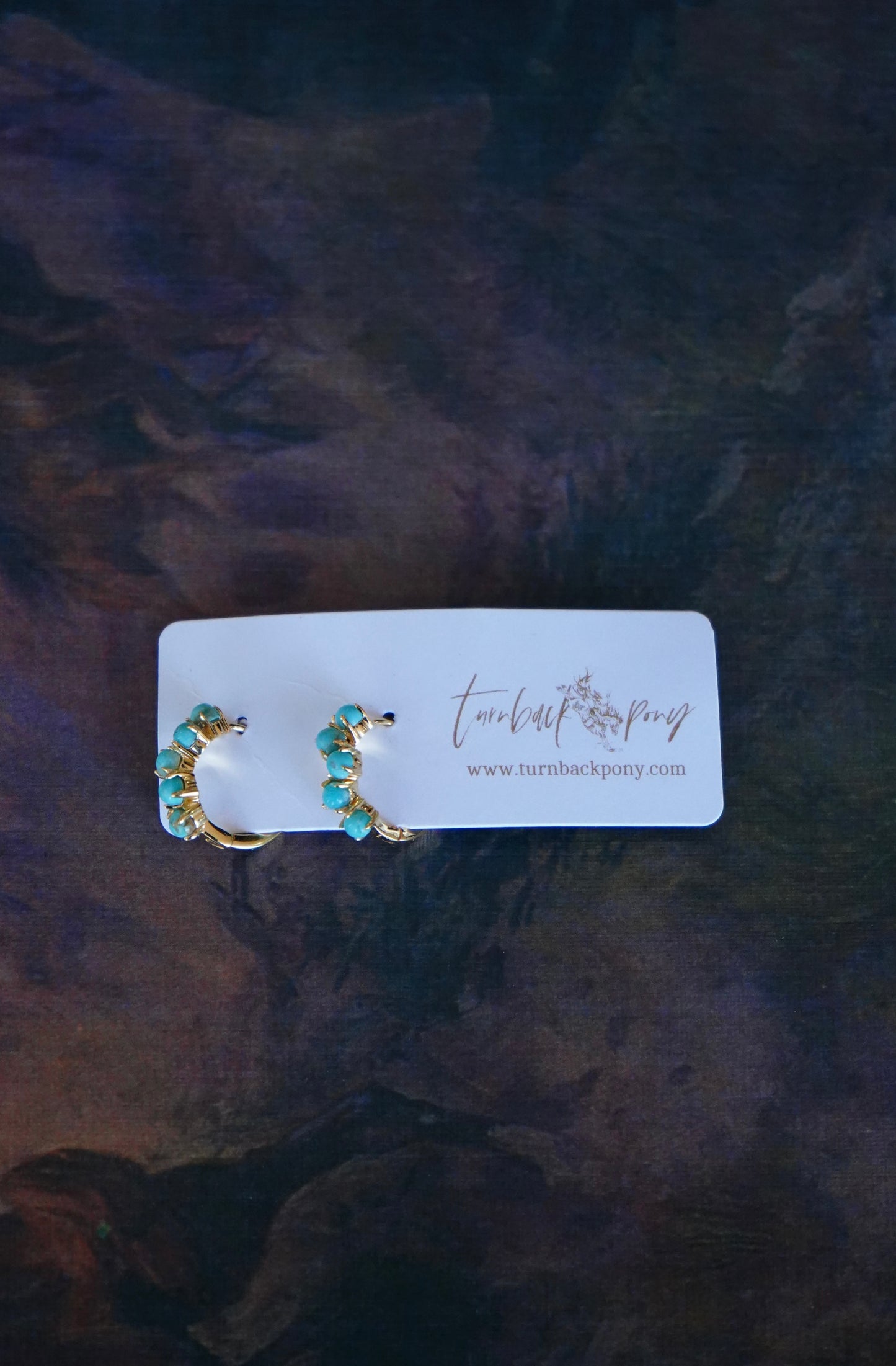 TBP - Gold Plated Turquoise Ear Huggie Earrings