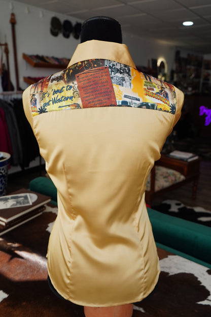 S - Cowboy Classics on Gold Satin Button Down