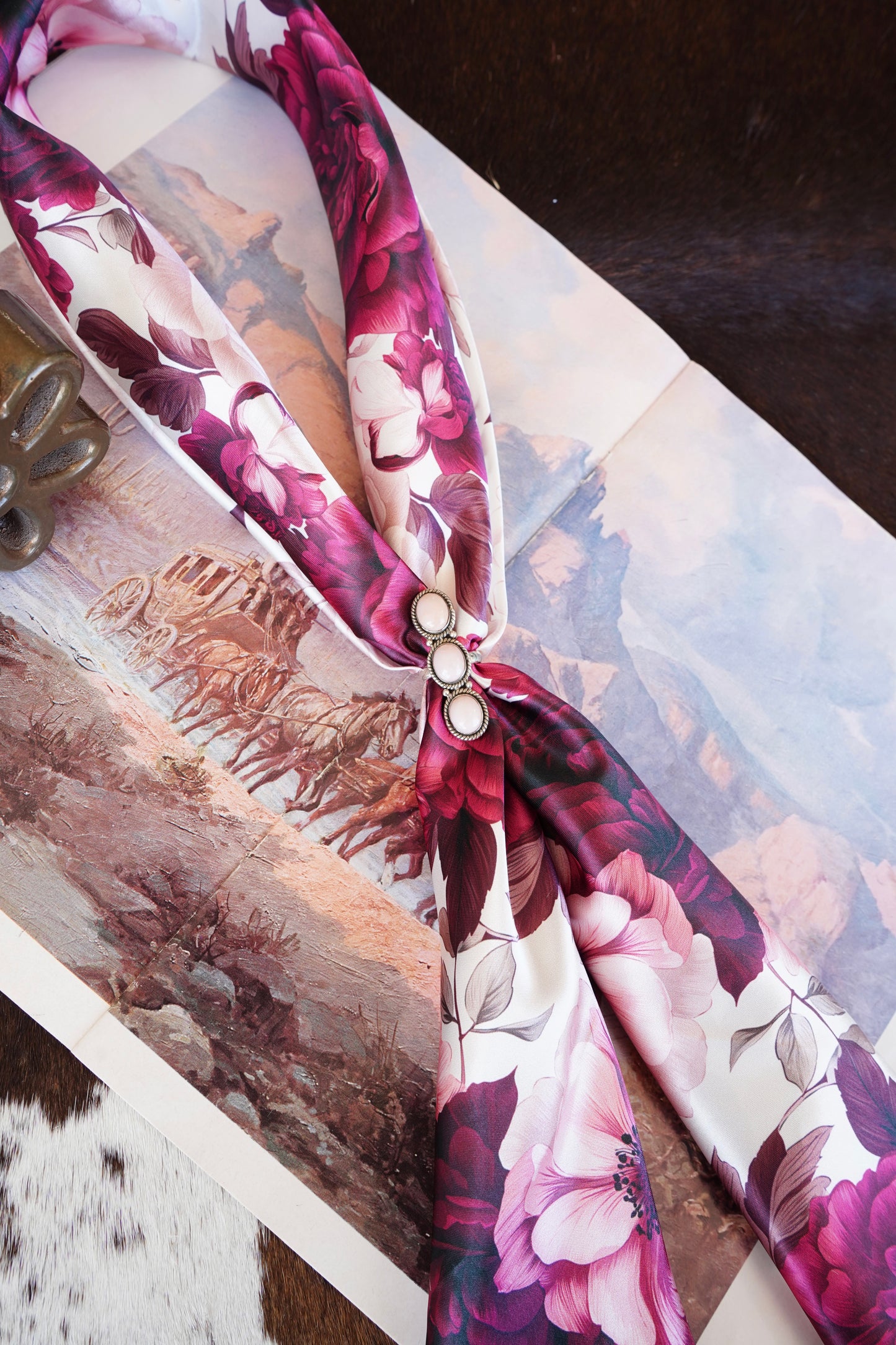 Burgundy & Tan Floral Wild Rags