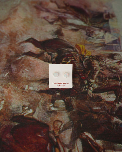 Dainty Zuni Round Turquoise Stud Earrings