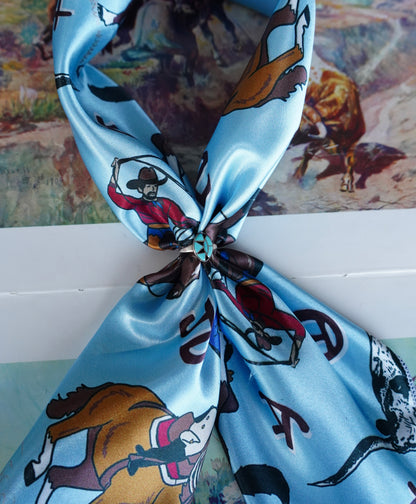 KIDS - Blue Branded Western Scene Wild Rag