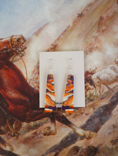 Turquoise Slab Fish Hook Earrings