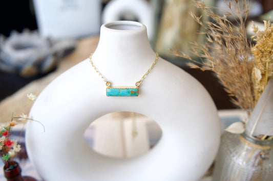 Gold Turquoise Bar Necklace