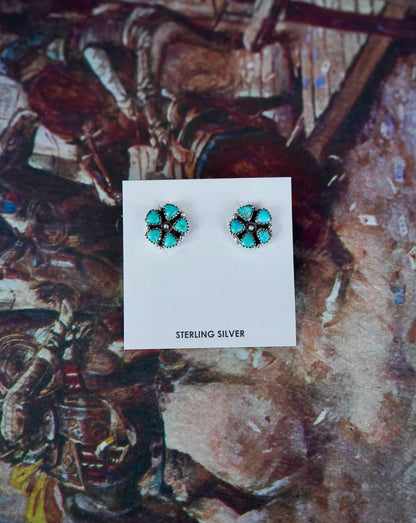 4 Stone Flower Cluster Stud Earrings