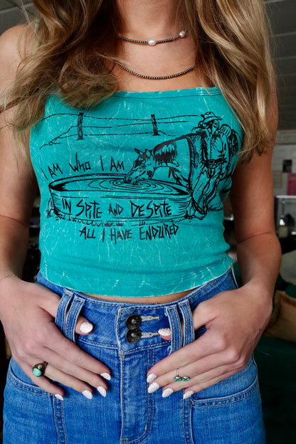 Spite Hot Pink Acid Wash Square Crop Tank