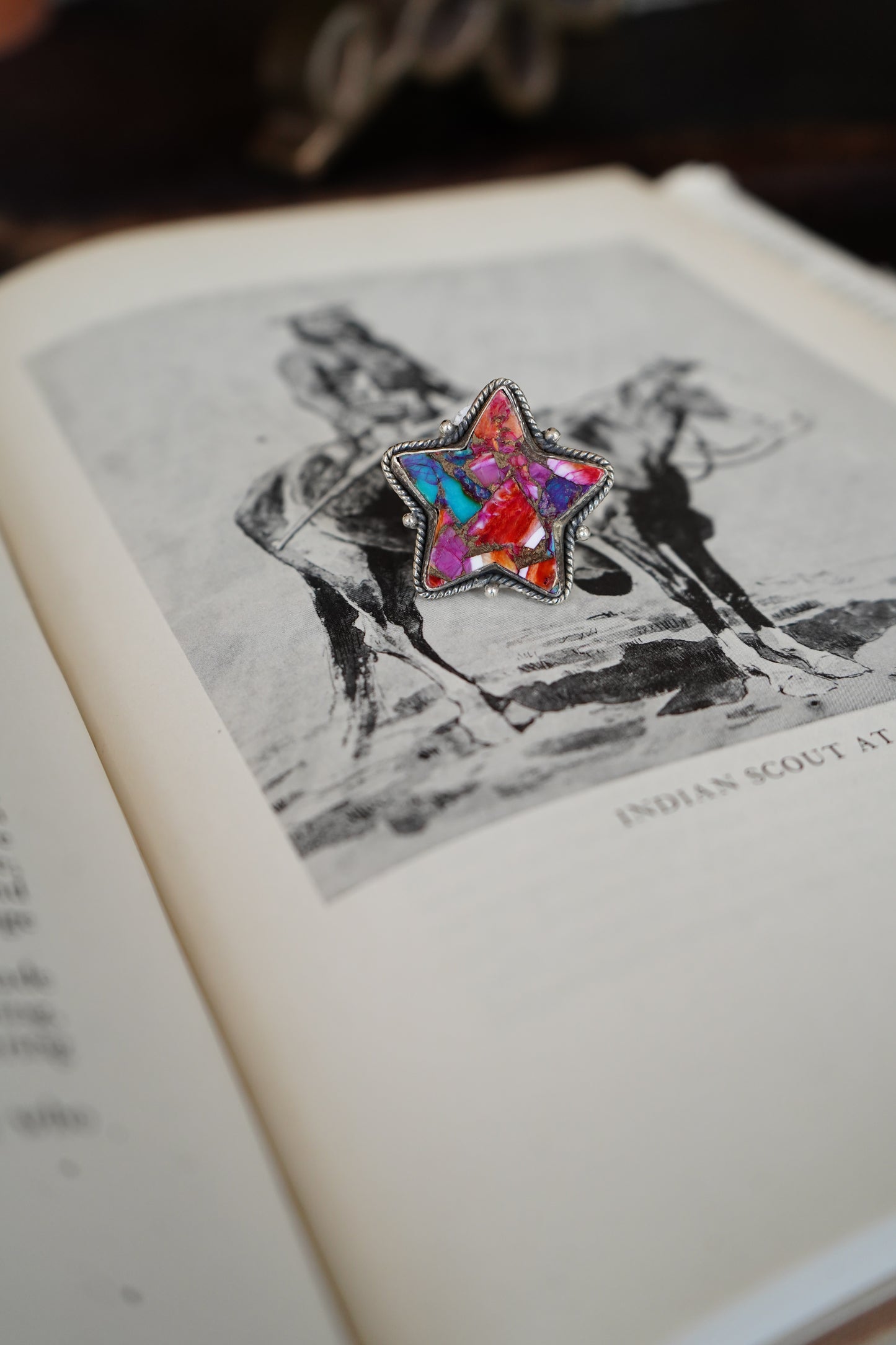 Pink Dhalia Star Ring - Adj