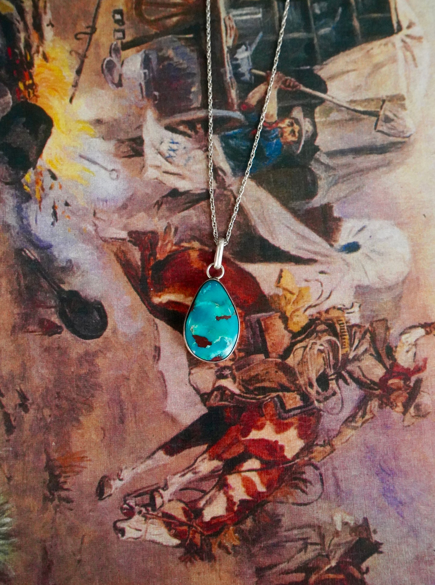 Vintage Turquoise Teardrop Pendant