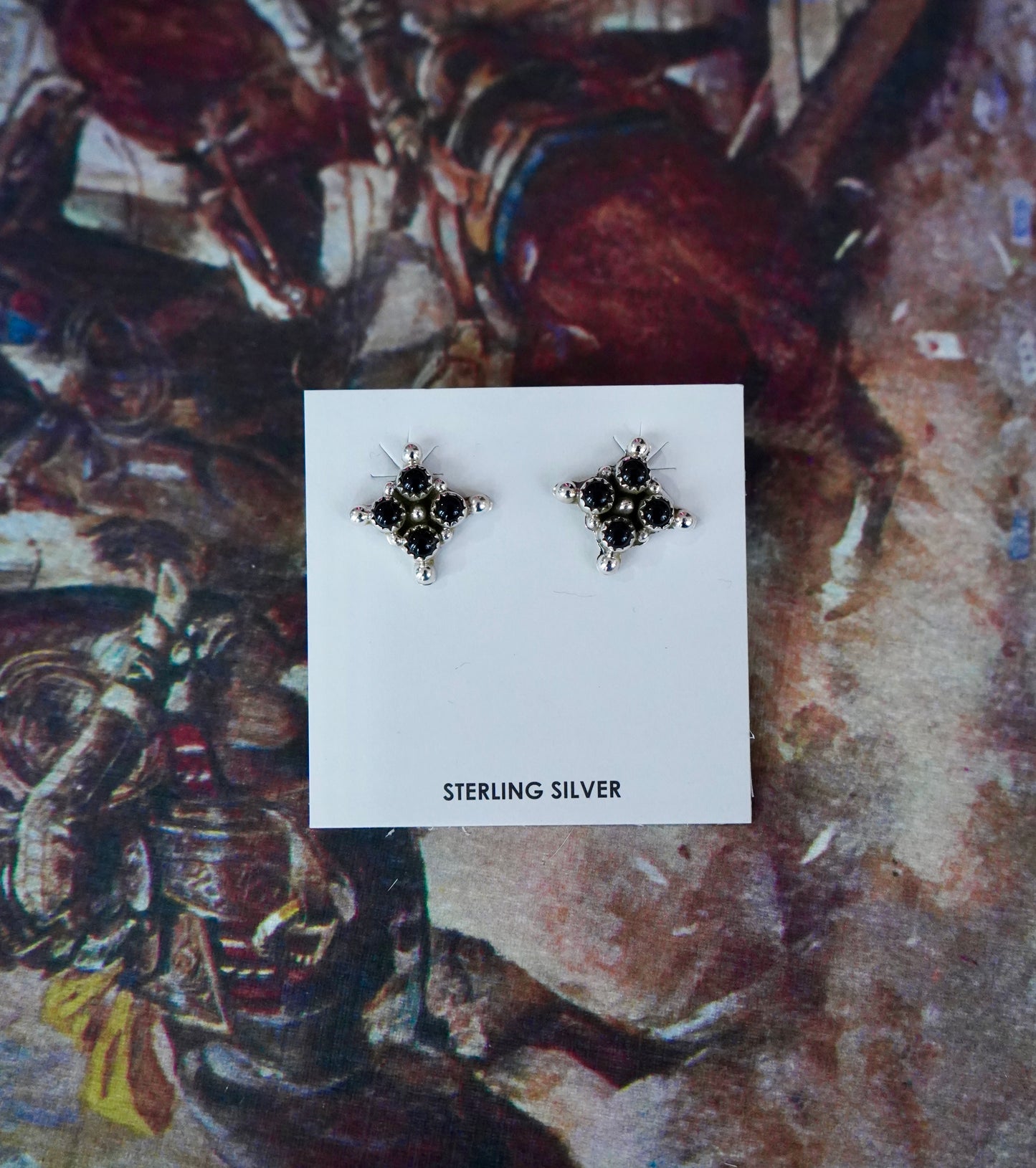 4 Stone Square Cluster Stud