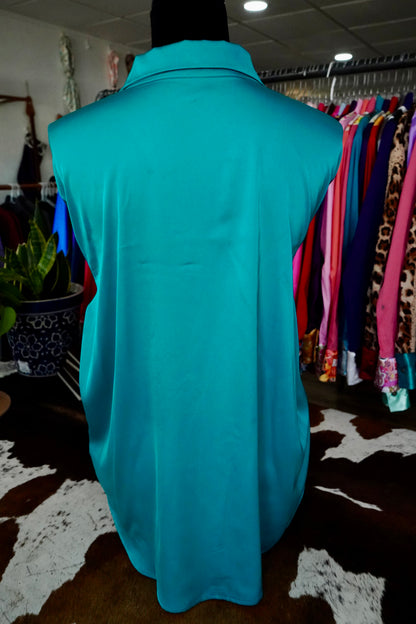 Branded Flowy Satin Button Downs