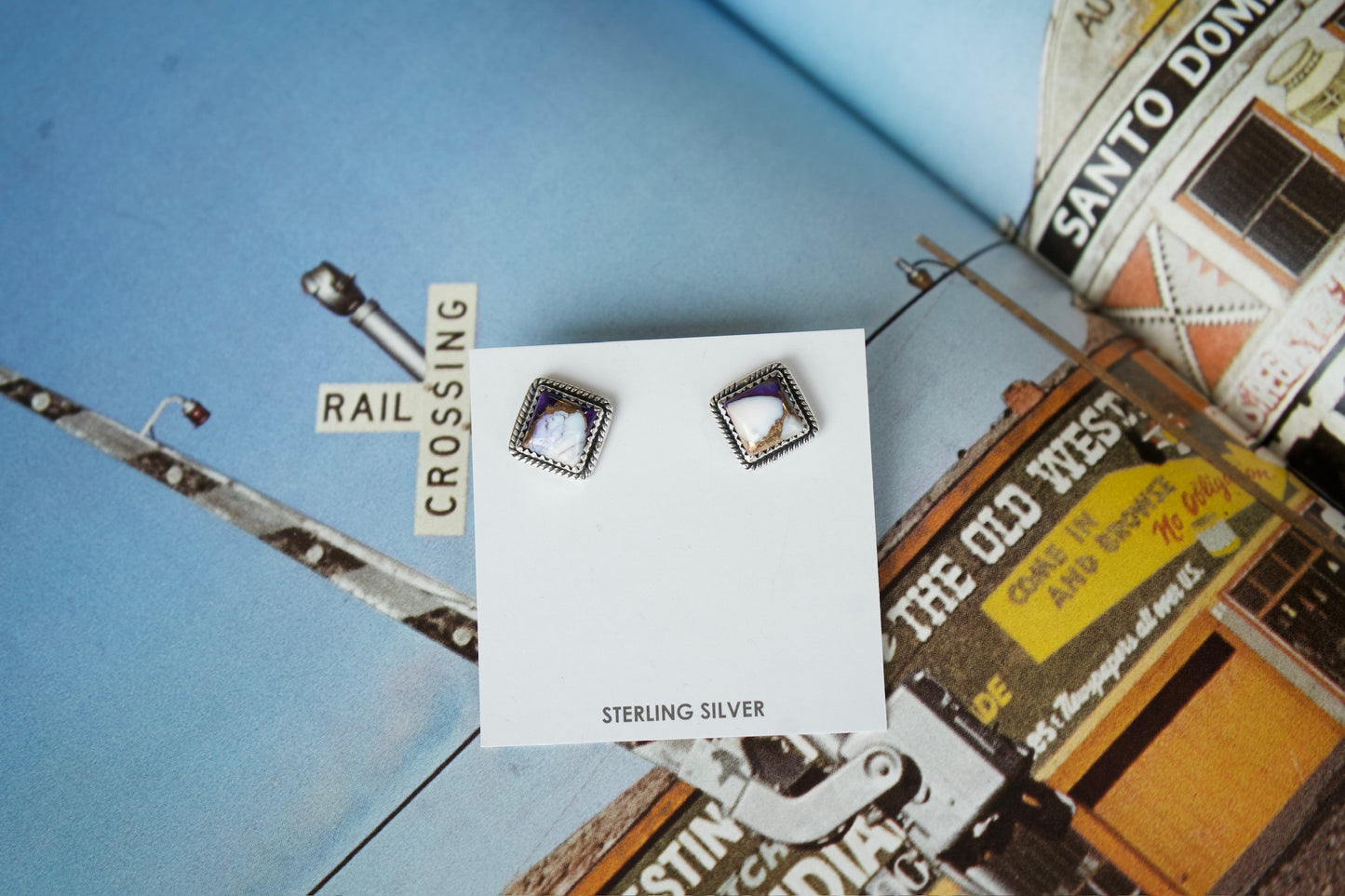 Square Turquoise Stud Earrings