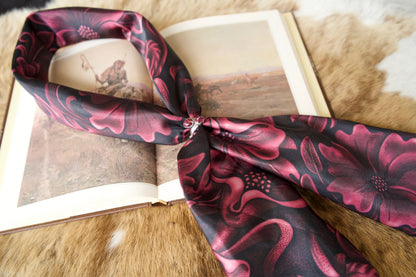 Large Plum Tooled Leather Wild Rag
