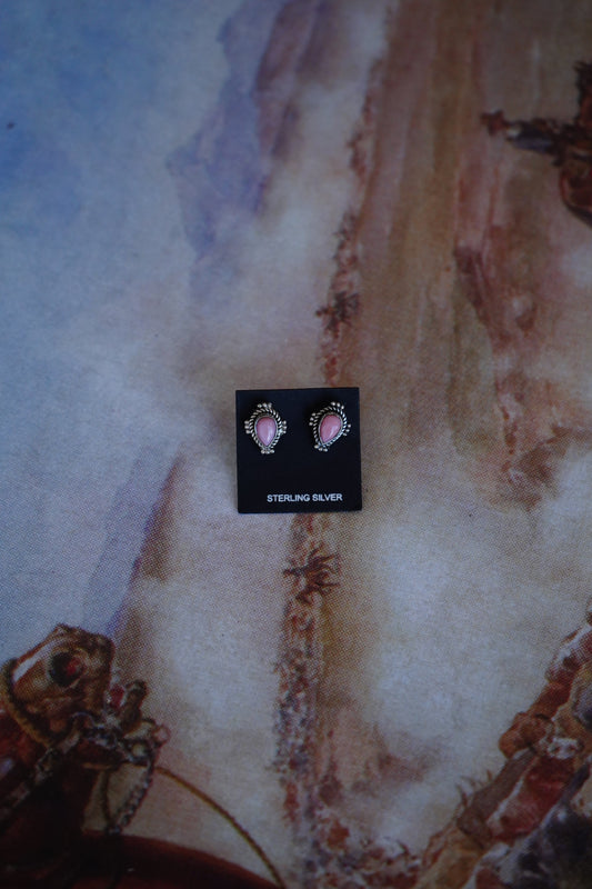 Dainty Pink Conch Stud Earrings