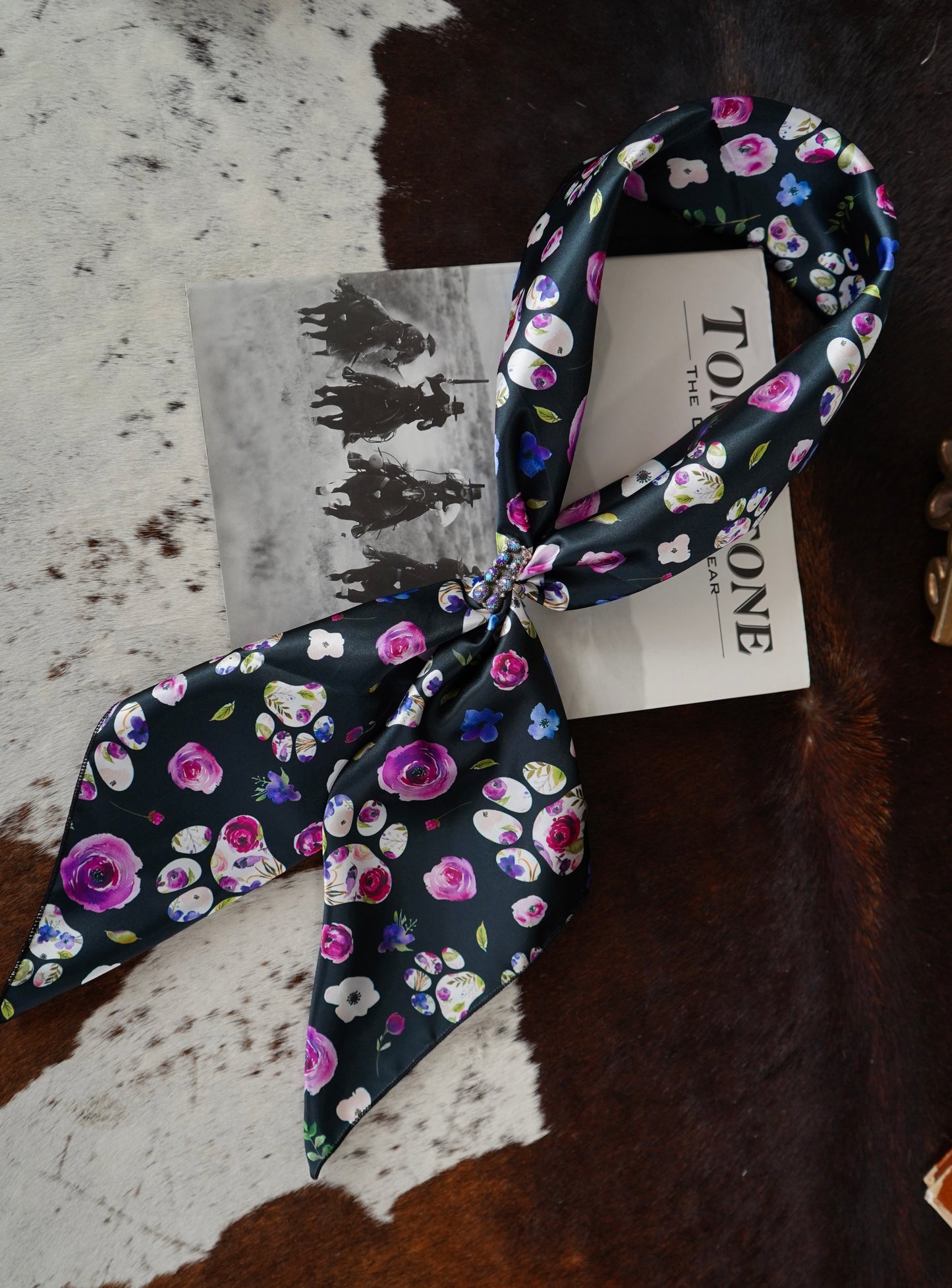 Black Floral Paw Prints