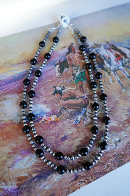 Sterling Silver Pearls w/ Black Onyx Necklaces