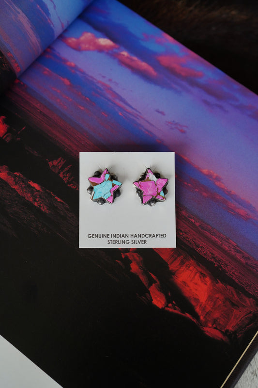 Tia Long Cotton Candy Star Stud Earrings