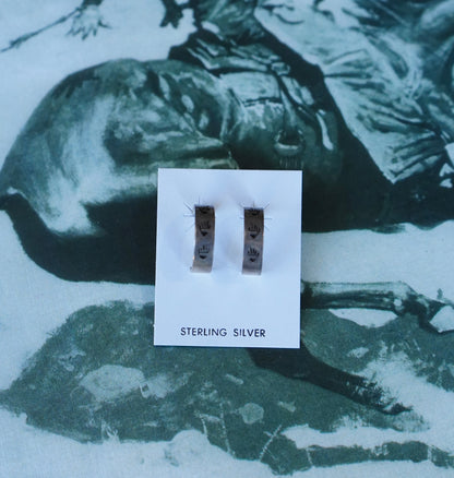 Dave Skeets Skinny Stamped Half Hoop Stud Earrings