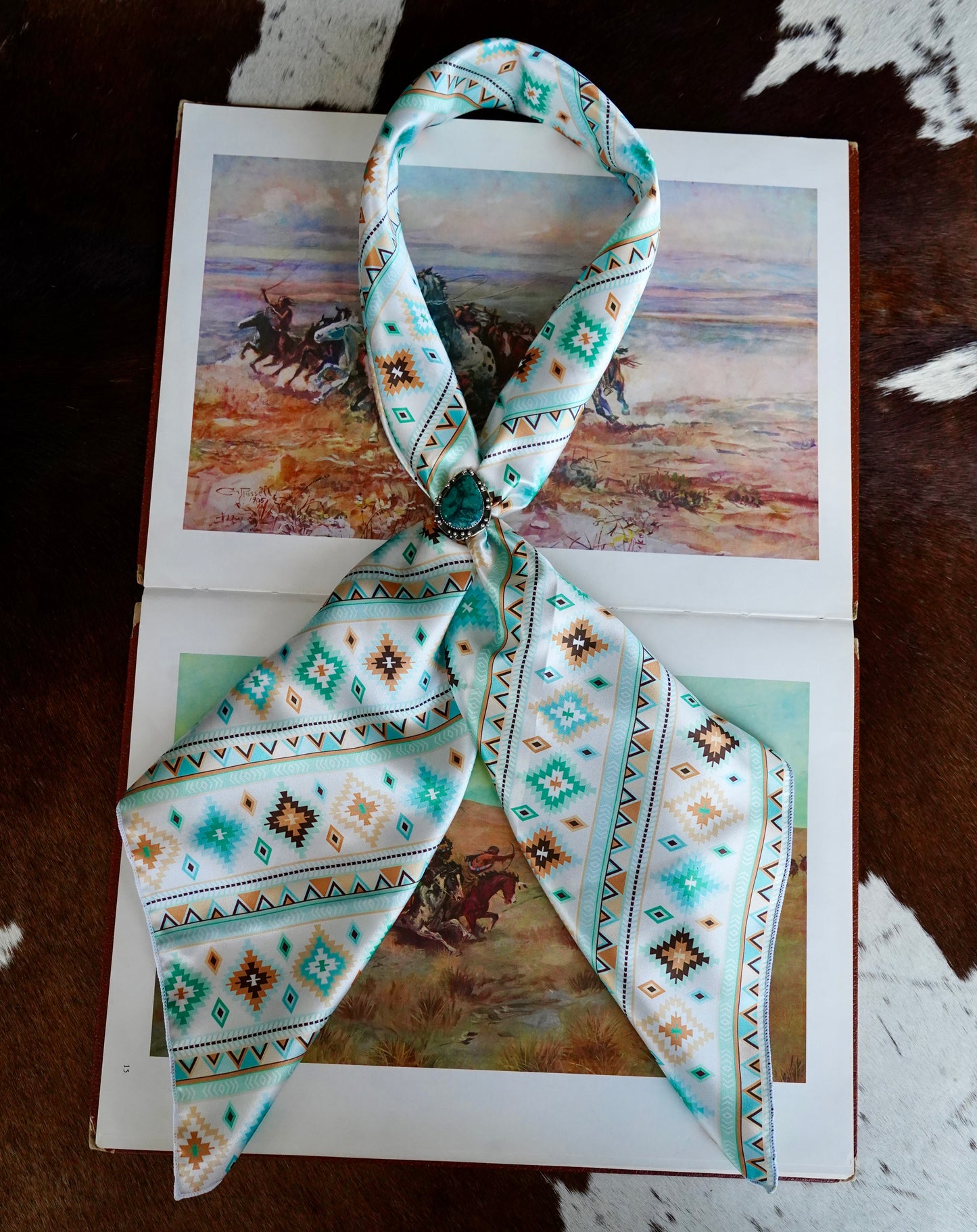 Mint & Tan Aztec Wild Rag