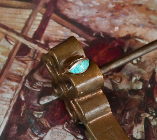 Vintage Turquoise Inlay Ring - Sz 6