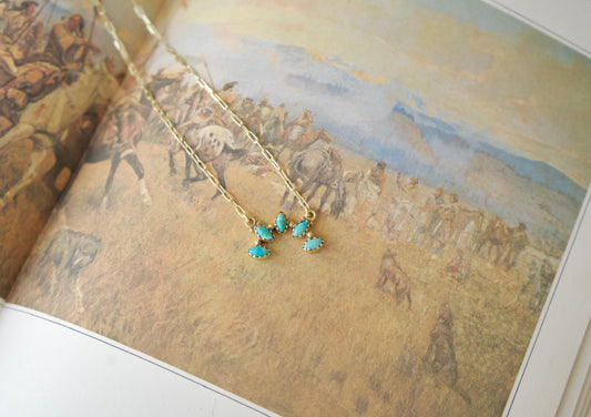 Gold Half Circle Turquoise Necklace