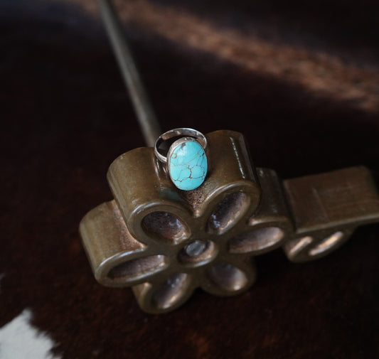 Turquoise Oval Ring - Sz 8