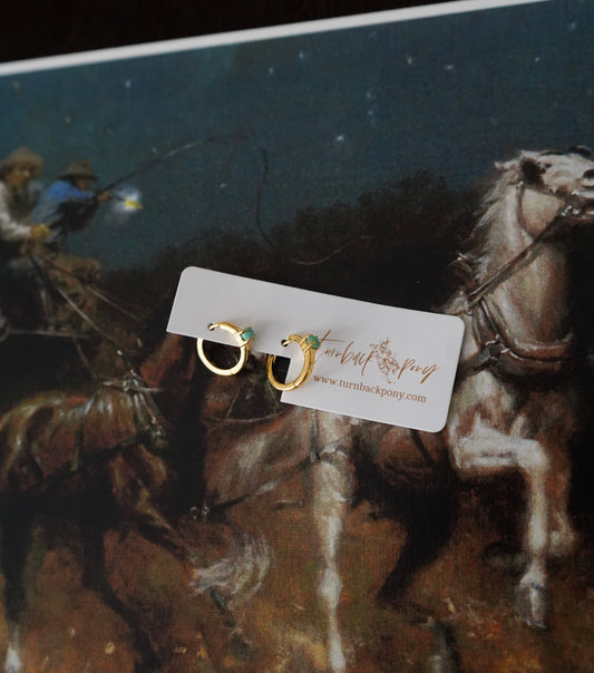 TBP Dainty Gold & Turquoise Hoops