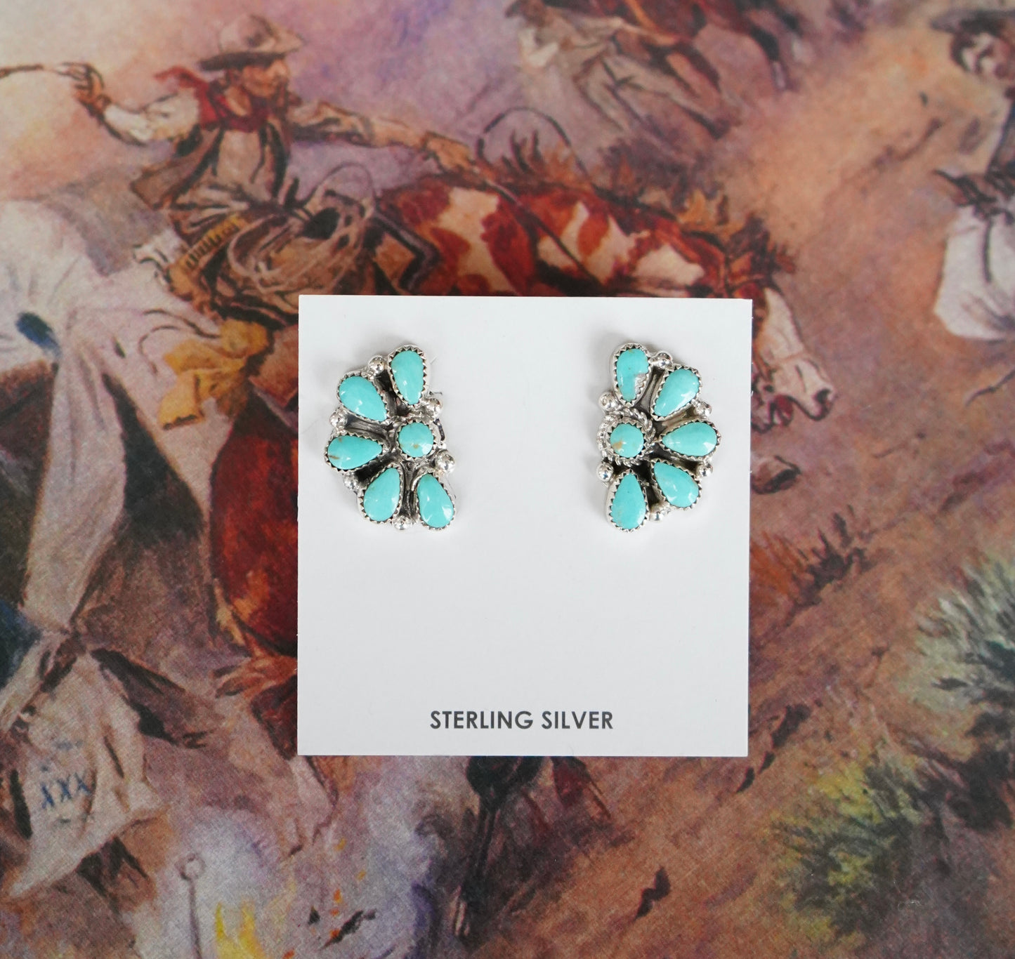 Alicia Wilson Turquoise Half Cluster Stud Earrings