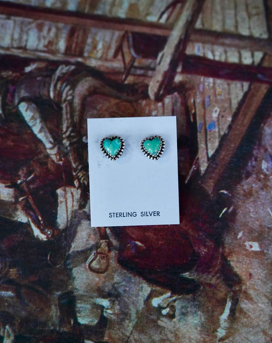Turquoise Heart Stud Earrings