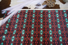 Load image into Gallery viewer, Brown and Turquoise Aztec Wild Rag