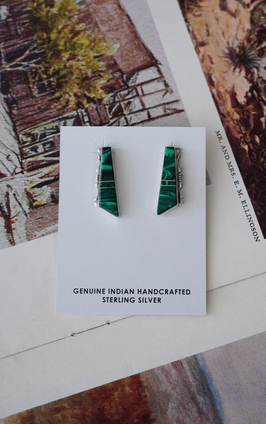 Stevie Francisco Malachite Bar Stud Earrings