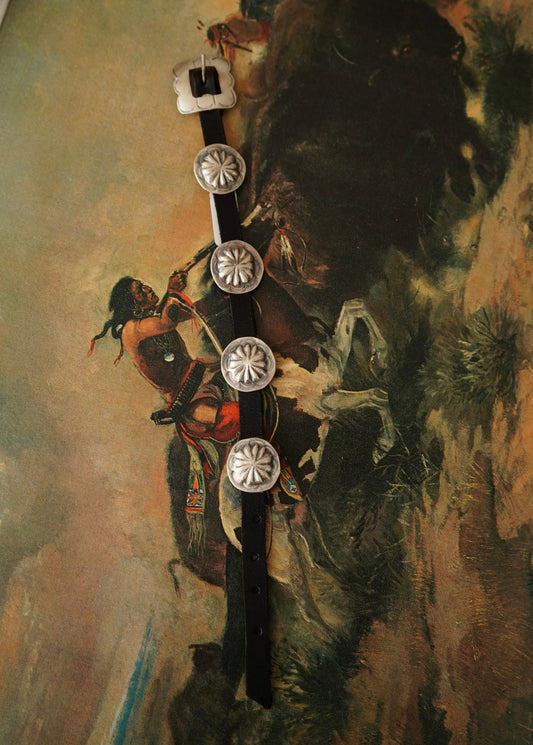 Joan Begay Black Leather w/ Concho Bracelet