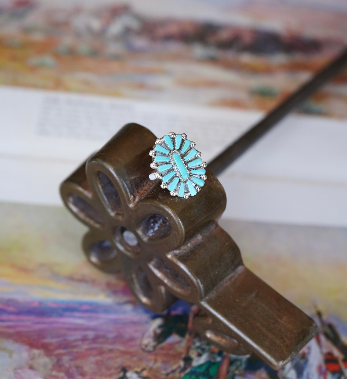Vera Haluswewa Turquoise Cluster Ring - Sz 9.5
