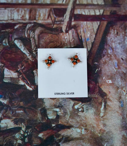 4 Stone Square Cluster Stud