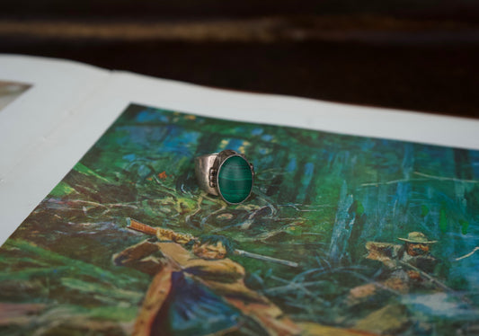 Vintage Malachite Statement Adjustable Ring