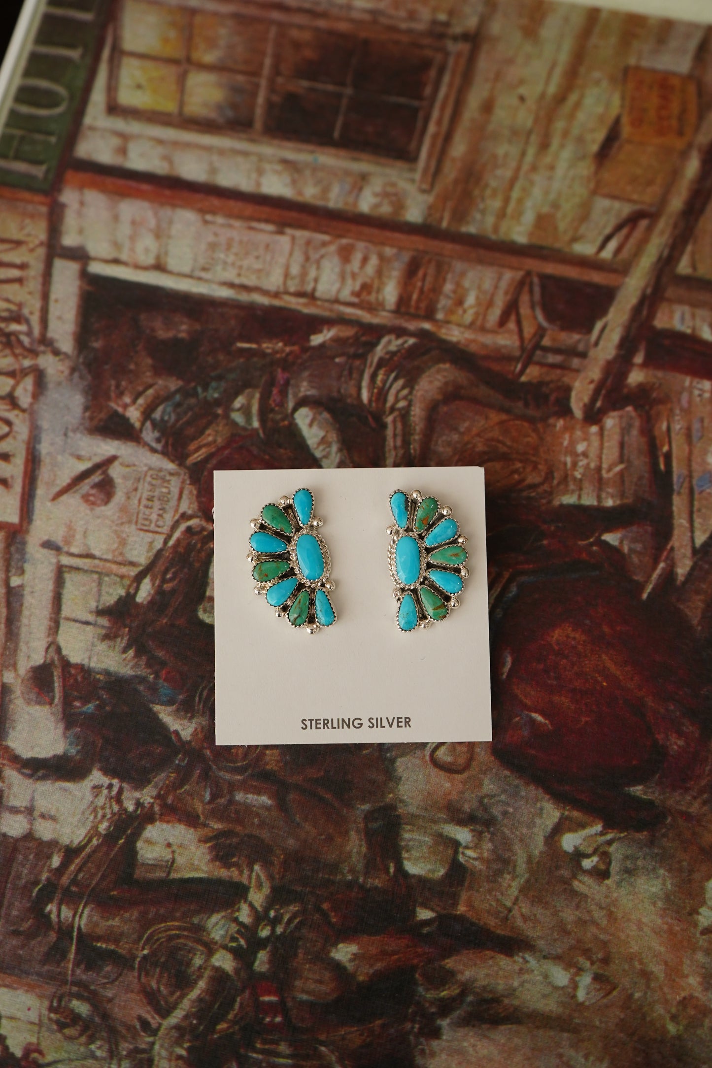 Alicia Wilson Turquoise Half Cluster Stud Earrings