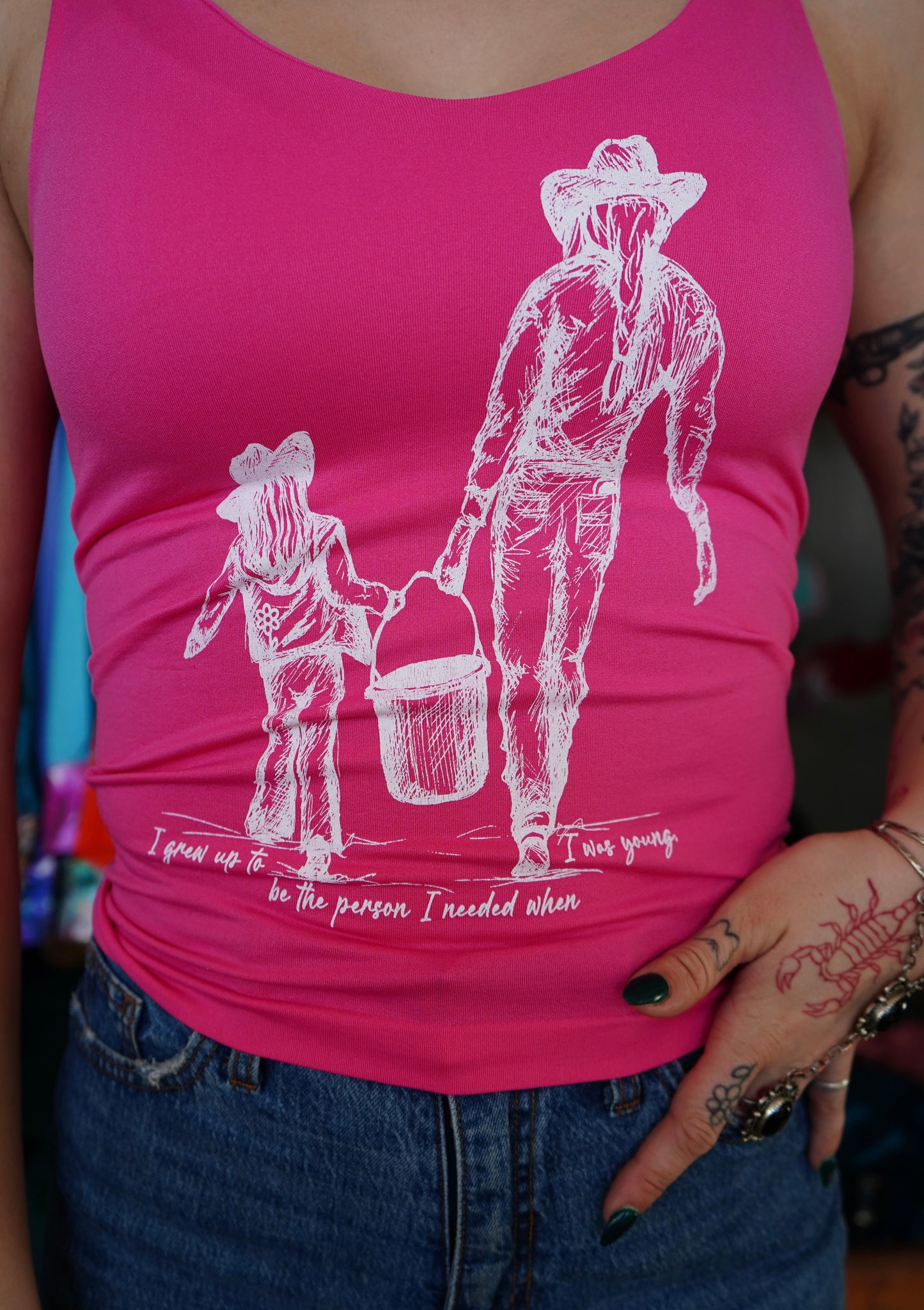 Grew Up - Hot Pink Seamless Tank Top