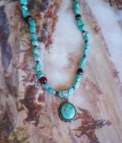 Vintage Chunky Raw Turquoise Necklace